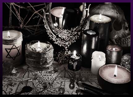Ill luck curse ritual with candles