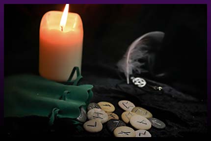 Runic hexes rituals with candle