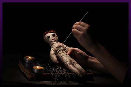 Make black ritual of love with doll